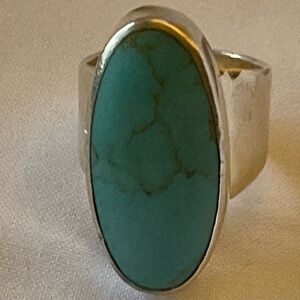 Silver Turquoise Oval Ring